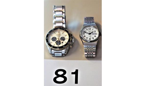2 div horloges SEIKOtype 612242 en 340301 Chronograph solar, werking niet gekend, met  gebruikssporen